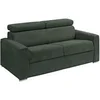 Image de Canapé 3 places convertible express en velours côtelé vert - Couchage à lattes larges 140 cm - Matelas 22 cm mémoire de forme - VIZIR