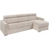 Image de Canapé d'angle réversible convertible express en velours côtelé beige - Couchage 160 cm - Matelas 14 cm - VIZIR