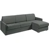 Image de Canapé d'angle convertible express et réversible en tissu texturé gris - Couchage 140 cm - Matelas 18 cm - CALIFE