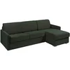 Image de Canapé d'angle convertible express et réversible en tissu texturé vert sapin - Couchage 160 cm à lattes larges - Matelas 22 cm avec mémoire de forme