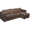 Image de Canapé d'angle convertible express et réversible en velours côtelé marron - Couchage 140 cm - Matelas 18 cm LORETO