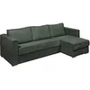 Image de Canapé d'angle convertible express et réversible en velours côtelé vert- Couchage 140 cm - Matelas 18 cm LORETO