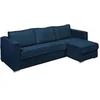 Image de Canapé d'angle convertible express et réversible en velours côtelé bleu nuit - Couchage à lattes larges 160 cm - Matelas 18 cm LORETO