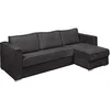 Image de Canapé d'angle convertible express et réversible en velours côtelé gris anthracite - Couchage à lattes larges 160 cm - Matelas 22 cm avec mémoire de