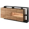 Image de Buffet 4 portes et 4 niches avec LEDs - Naturel clair et Anthracite - IDESIA