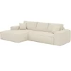Image de Canapé d'angle gauche convertible express en velours côtelé beige - Couchage 140 cm - Matelas 13 cm avec mémoire de forme - AMELIA