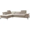 Image de Grand canapé d'angle gauche convertible en velours beige SEPINA