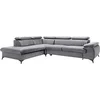 Image de Canapé grand angle gauche convertible en velours gris clair SAMARA