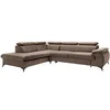 Image de Canapé grand angle gauche convertible en velours taupe SAMARA