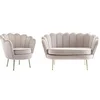 Image de Canapé 2 places et fauteuil coquillage en velours taupe DANDELION