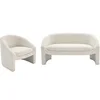 Image de Canapé 2 places et fauteuil en tissu bouclette blanc OSSANA