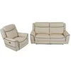 Image de Canapé 3 places et fauteuil relax électrique en cuir beige ADELIO