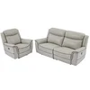 Image de Canapé 3 places et fauteuil relax électrique en cuir gris clair ADELIO