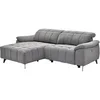 Image de Canapé d'angle gauche relax électrique en tissu texturé gris CELTIMO