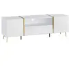 Image de Meuble TV avec 2 portes, 1 tiroir et 1 niche - Blanc brillant et Doré - MARZIALO