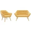 Image de Canapé 2 places et fauteuil en tissu jaune moutarde CASERTA