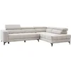 Image de Canapé d'angle droit relax avec assise coulissante électrique en tissu beige MONISO
