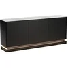 Image de Buffet 3 portes avec LEDs en MDF - Noir et effet marbre blanc - DEVIKA