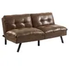 Image de Canapé convertible clic-clac 3 places en microfibre vieillie marron PEGULA II