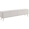 Image de Meuble TV avec 2 portes en MDF - Beige et doré - ELONARIA