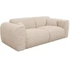 Image de Canapé 3 places convertible express en velours côtelé grosses côtes beige - Couchage 140 cm - Matelas 13 cm mémoire de forme POGNIA