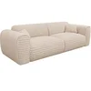 Image de Canapé 4 places convertible express en velours côtelé grosses côtes beige - Couchage 160 cm - Matelas 13 cm mémoire de forme POGNIA