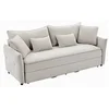 Image de Canapé 3 places convertible en tissu beige avec assise à mémoire de forme SITALA