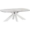 Image de Table basse en verre trempé, céramique et métal - Effet marbre blanc - DERIYA de Maison Céphy