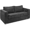 Image de Canapé 3 places convertible express en velours côtelé gris anthracite avec assise mémoire de forme - Couchage à lattes larges 140 cm - Matelas 14 cm