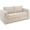 Image de Canapé 4 places convertible express en velours côtelé beige avec assise mémoire de forme - Couchage à lattes larges 160 cm - Matelas 18 cm LORETO