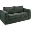 Image de Canapé 3 places convertible express en velours côtelé vert sapin avec assise mémoire de forme - Couchage à lattes larges 140 cm - Matelas 22 cm