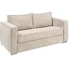 Image de Canapé 3 places convertible express en velours côtelé beige avec assise mémoire de forme - Couchage 140 cm - Matelas 22 cm mémoire de forme LORETO