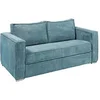 Image de Canapé 3 places convertible express en velours côtelé bleu turquoise avec assise mémoire de forme - Couchage 140 cm - Matelas 22 cm mémoire de forme