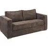 Image de Canapé 3 places convertible express en velours côtelé marron avec assise mémoire de forme - Couchage 140 cm - Matelas 22 cm mémoire de forme LORETO
