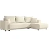 Image de Canapé d'angle convertible et réversible en velours côtelé beige NESSARO