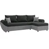 Image de Canapé d'angle convertible et réversible en tissu noir et gris LIERNO