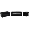 Image de Canapés 3 places, 2 places et fauteuil en simili noir CHESTERFIELD