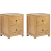 Image de Lot de 2 tables de chevet 2 tiroirs - Bois de mindi - Naturel - PILABO