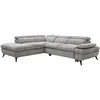Image de Canapé d'angle gauche convertible avec dossier méridienne en tissu texturé gris SURDELI