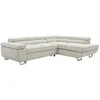 Image de Canapé d'angle droit convertible en velours côtelé beige NURAZIO