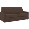 Image de Canapé 3 places convertible express en tissu marron avec assise mémoire de forme - Couchage à lattes larges 140 cm - Matelas 18 cm CALIFE