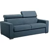 Image de Canapé 3 places convertible express en tissu bleu avec assise mémoire de forme - Couchage lattes larges 140 cm - Matelas 18 cm mémoire de forme VIZIR