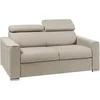 Image de Canapé 2 places convertible express en tissu beige avec assise mémoire de forme - Couchage 120 cm - Matelas 16 cm mémoire de forme VIZIR