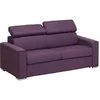 Image de Canapé 3 places convertible express en tissu violet assise mémoire de forme - Couchage lattes larges 140 cm - Matelas 16 cm mémoire de forme VIZIR
