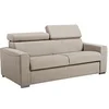 Image de Canapé 3 places convertible express en tissu beige avec assise mémoire de forme - Couchage lattes larges 140 cm - Matelas 22 cm mémoire de forme