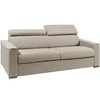 Image de Canapé 4 places convertible express en tissu beige avec assise mémoire de forme - Couchage lattes larges 160 cm - Matelas 22 cm mémoire de forme