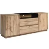 Image de Buffet avec 2 portes, 2 tiroirs et 1 niche - Naturel et Noir - CEMILINA