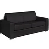 Image de Canapé 3 places convertible express en cuir de buffle noir - Couchage 140 cm - Matelas 14 cm CALITO