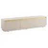Image de Meuble TV suspendu ou à poser avec 3 portes en MDF - Beige et doré - POSINIA
