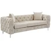 Image de Canapé 3 places chesterfield en velours beige EDWINA